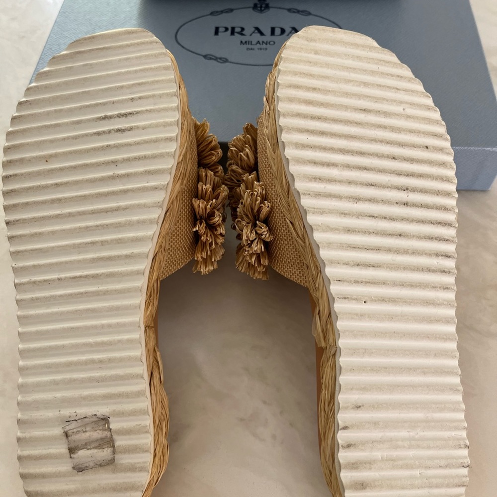 Prada Slides. Raffia Calzature Donna Size 36. Original box and dust bags. - Picture 3 of 5
